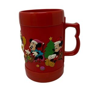 Disney Vintage Holiday Fab Five Character Red Plastic Christmas Mug